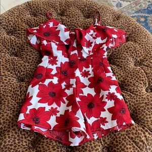 Red and white beautiful romper with Bow.
